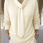 Urban Casual Tie Neck Design Knit Top