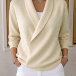 Minimalism Shawl Collar Long Sleeves Top