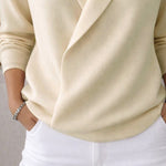 Minimalism Shawl Collar Long Sleeves Top