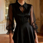 Fashionable Mesh Sleeves A-Line Mini Dress