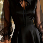 Fashionable Mesh Sleeves A-Line Mini Dress