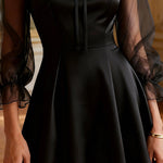 Fashionable Mesh Sleeves A-Line Mini Dress