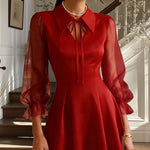 Fashionable Mesh Sleeves A-Line Mini Dress