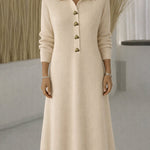 Nadorine Women's Classic Heart Shaped Button Ribbed Knit Dress