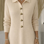 Nadorine Women's Classic Heart Shaped Button Ribbed Knit Dress