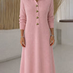 Nadorine Women's Classic Heart Shaped Button Ribbed Knit Dress