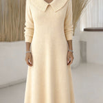 Urban Casual Collared Ribbed Knit Dress