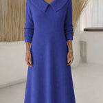 Urban Casual Collared Ribbed Knit Dress