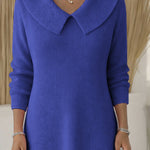 Urban Casual Collared Ribbed Knit Dress