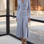Nadorine Effortless Style Draped Wrap Top and Midi Skirt Set for Women Casual Work Office Loose Fit 2026 | Under $25