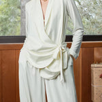 Elegant Effortless Style Tie-Waist Jacket and Pants Set
