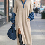Stylish Relaxed Fit Denim Patchwork Maxi Dress