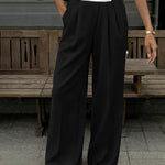 High Waist Contrast Color Waistband Suit Pants