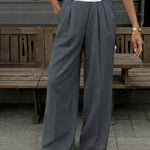 High Waist Contrast Color Waistband Suit Pants