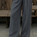 High Waist Contrast Color Waistband Suit Pants