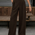 High Waist Button Detail Designer Suit Pants