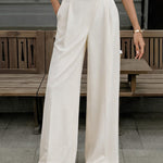 High Waist Button Detail Designer Suit Pants