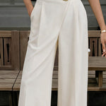 High Waist Button Detail Designer Suit Pants