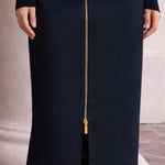 High Waist Zip-Front Pencil Skirt with Wide Belt