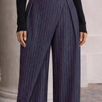 Nadorine Business Casual Pleated Pinstripe Wide Leg Pants
