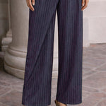 Nadorine Business Casual Pleated Pinstripe Wide Leg Pants
