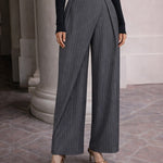Nadorine Business Casual Pleated Pinstripe Wide Leg Pants