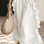 Romantic Deep V-Neck Layered Ruffle Maxi Dress