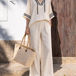 Nadorine Comfort Summer Stripe Detail Two-Piece Set