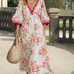 Romantic Floral Print V-Neck Bohemian Maxi Dress