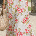 Romantic Floral Print V-Neck Bohemian Maxi Dress