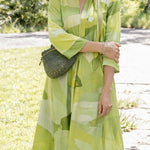 Spring Print Midi Dresses With Matching Neck Tie