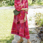 Spring Print Midi Dresses With Matching Neck Tie