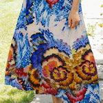 Nadorine Women's Artistic Floral Pattern Loose Fit Maxi Dress
