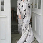 Nadorine Elegant Esthetic Plant Pattern Maxi Dress for Women Casual Beach Vacation Summer 2026