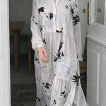 Nadorine Elegant Esthetic Plant Pattern Maxi Dress for Women Casual Beach Vacation Summer 2026