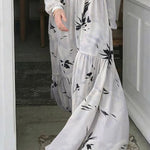 Nadorine Elegant Esthetic Plant Pattern Maxi Dress for Women Casual Beach Vacation Summer 2026