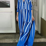 Fashion Spring Summer Stripe Printed Maxi Dress