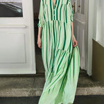Fashion Spring Summer Stripe Printed Maxi Dress