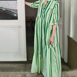 Fashion Spring Summer Stripe Printed Maxi Dress