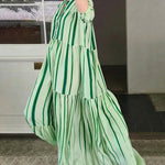 Fashion Spring Summer Stripe Printed Maxi Dress