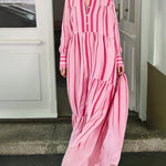 Fashion Spring Summer Stripe Printed Maxi Dress