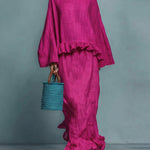 Minimalist Fashion Ruffle Trim Linen Blend Matching Set