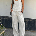 Comfy Simple Contrast Color Camisole Pants Set