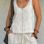 Comfy Simple Contrast Color Camisole Pants Set
