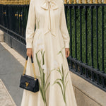 Floral Bow-Detail Long Sleeve Maxi Dress
