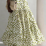 Summer Linen Blend Polka Dot Sleeveless Maxi Dress