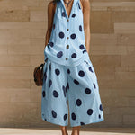Resort Casual Linen Blend Polkadot Matching Set
