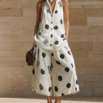 Resort Casual Linen Blend Polkadot Matching Set