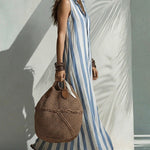 Timeless Linen Blend Stripe Sleeveless Shirt Dress