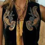 Boho Western Open Front Faux Suede Tassel Vest